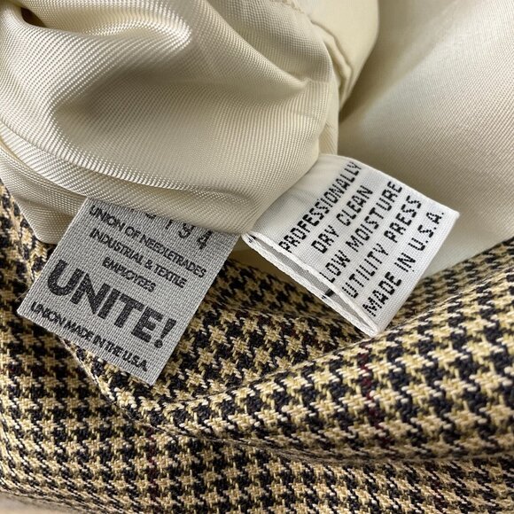 Racquet Club Blazer Men 44 Yellow Tan Houndstooth Classic Career Jacket USA VTG - Picture 8 of 15